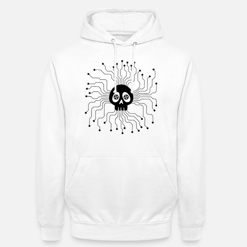 Microprocessor Skull (Black) - Unisex Hoodie - white