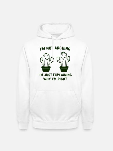 Ich erkläre es: Kaktuswitz - Unisex Hoodie - Weiß