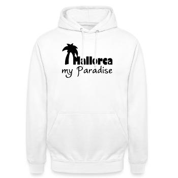 Mallorca Paradise Spanien Urlaub Geschenk - Unisex Hoodie - Weiß - Vorne - AI Model Male 185 dark (185cm) & AI Model Female 172 dark (172cm)