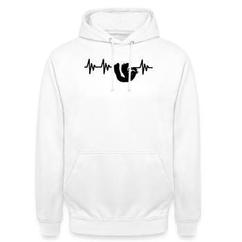 Herzlinie Faultier Geschenk - Unisex Hoodie - Weiß - Vorne - AI Model Male 185 dark (185cm) & AI Model Female 172 dark (172cm)