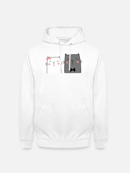 Katzen Katzenpaar Pärchen Brautpaar Hochzeit - Unisex Hoodie - Weiß