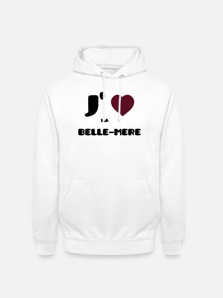 J'aime ma belle-mère (V) - Sweat-shirt à capuche unisexe - blanc