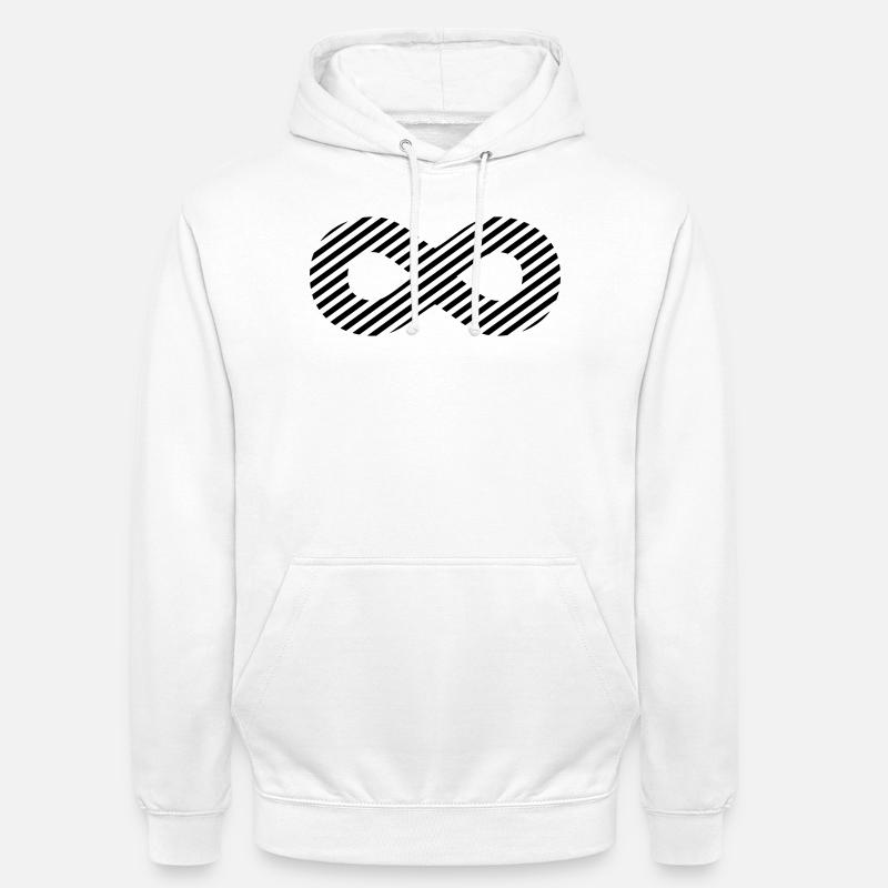 Signe de l'infini - rayures de modèle - Sweat-shirt à capuche unisexe - blanc