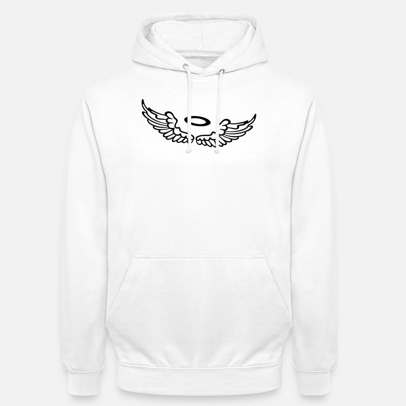 Petites ailes, ailes d'ange avec halo. - Sweat-shirt à capuche unisexe - blanc