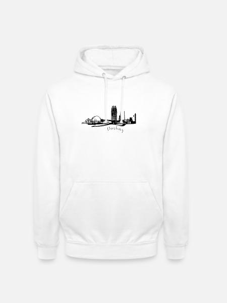 Duisburg Silhouette in Schwarzweiß - Unisex Hoodie - Weiß