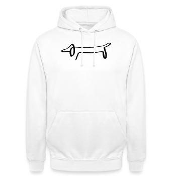 Linien Dackel - Unisex Hoodie - Weiß - Vorne - AI Model Male 185 dark (185cm) & AI Model Female 172 dark (172cm)