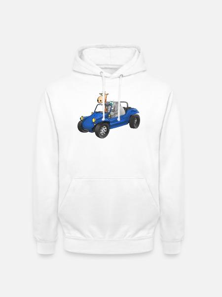 Elephant and giraffe in buggy - Unisex Hoodie - white