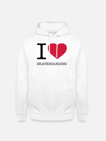 I LOVE SKATEBOARDING Skateboard - Unisex Hoodie - white