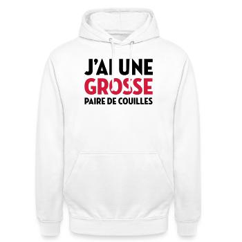 Paire de Couilles / Drague / Sexe / Courage - Sweat-shirt à capuche unisexe - blanc - Devant - AI Model Male 185 dark (185cm) & AI Model Female 172 dark (172cm)