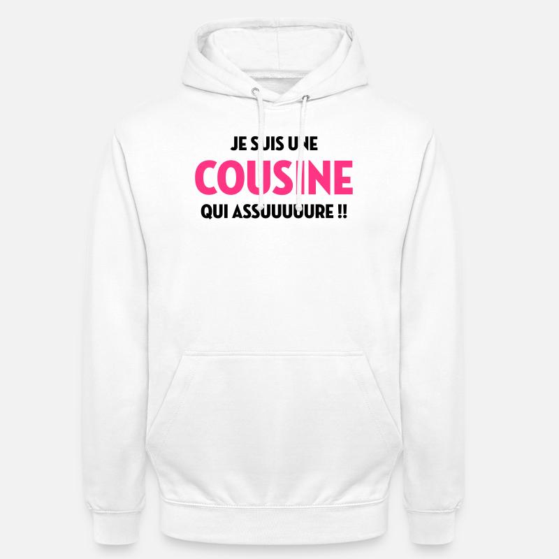 Cousine / Cousin / Bébé / Naissance / Baby - Sweat-shirt à capuche unisexe - blanc