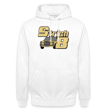 MB W115 W114 , Strich 8 , Oldtimer Kult (25) - Unisex Hoodie - Weiß - Vorne - AI Model Male 185 dark (185cm) & AI Model Female 172 dark (172cm)