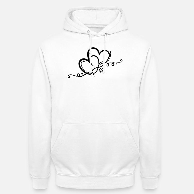 Deux coeurs avec des fleurs et l'infini - Sweat-shirt à capuche unisexe - blanc