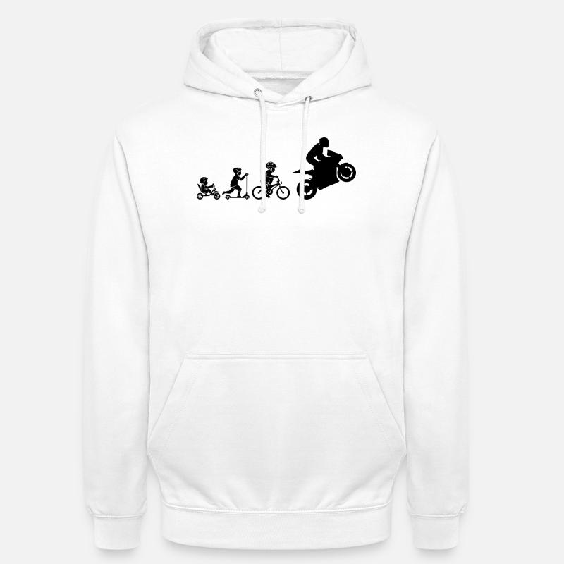 ÉVOLUTION DE LA MOTO - Sweat-shirt à capuche unisexe - blanc