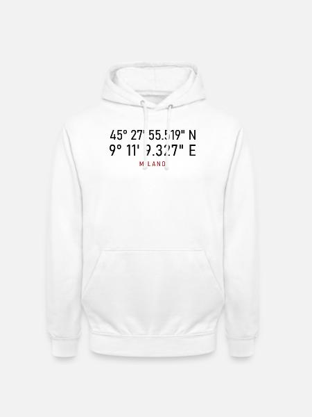 Coordonnées du lettrage rouge Milano - Sweat-shirt à capuche unisexe - blanc