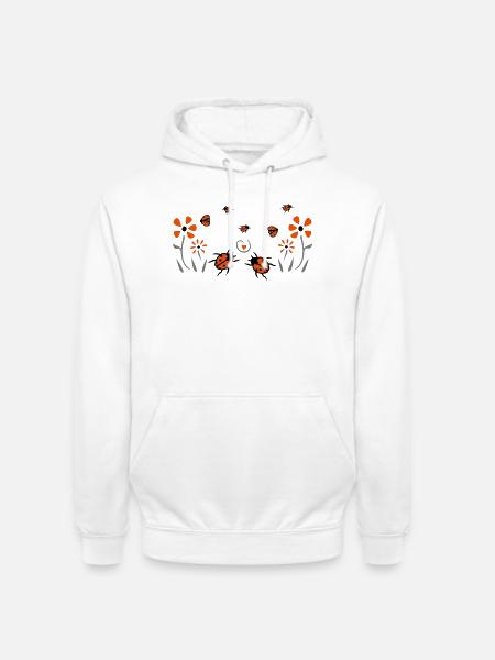 Ladybugs, flowers, happiness - Unisex Hoodie - white