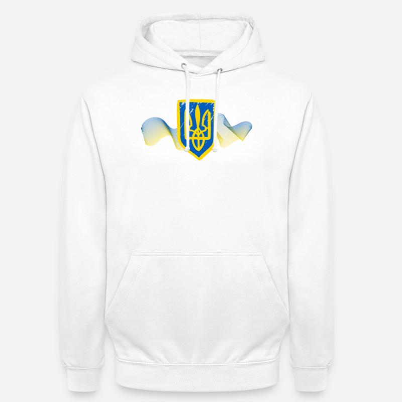 Conception de l’emblème du trident ukrainien - Sweat-shirt à capuche unisexe - blanc