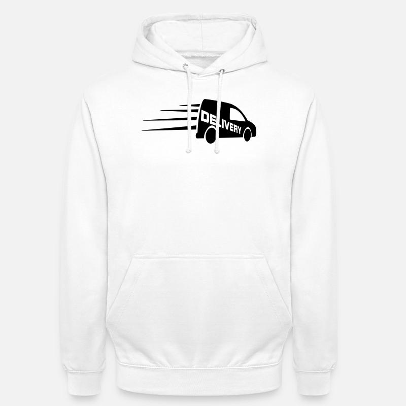 Logo de fourgonnette avec texte découpé - Sweat-shirt à capuche unisexe - blanc