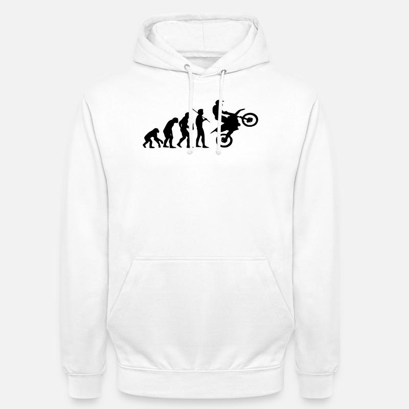 Evolution Affe zu Motocross - Unisex Hoodie - Weiß