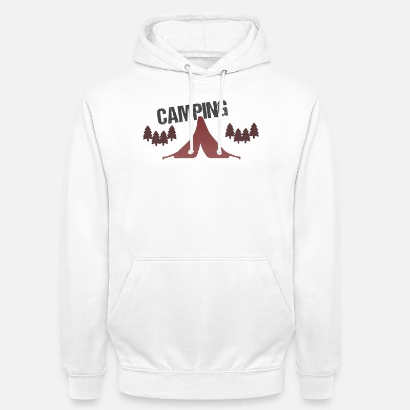 Tente Camping Forêt Coucher Soleil - Sweat-shirt à capuche unisexe - blanc