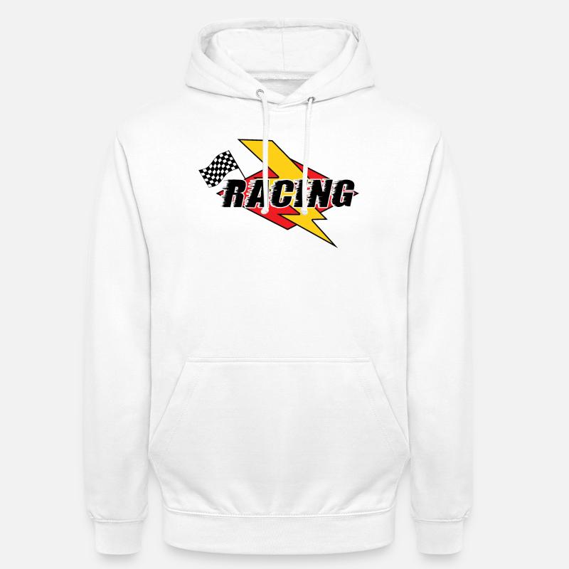 Éclair de course et drapeau - Sweat-shirt à capuche unisexe - blanc