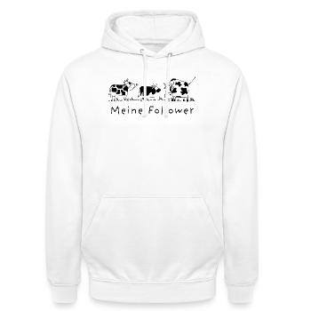 Meine Follower - Kühe, Landwirt, Bauernhof Tiere - Unisex Hoodie - Weiß - Vorne - AI Model Male 185 dark (185cm) & AI Model Female 172 dark (172cm)