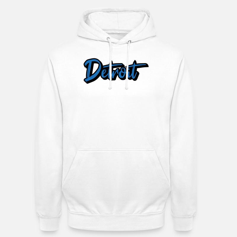 Detroit Script Blue - Sweat-shirt à capuche unisexe - blanc