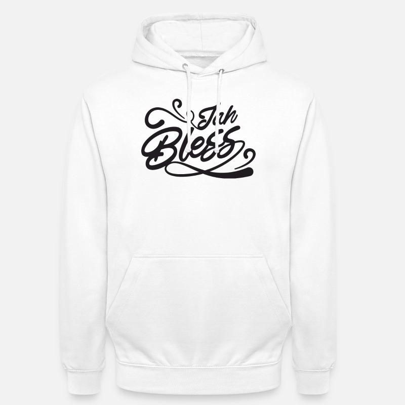Jah Bless Script - Unisex Hoodie - white