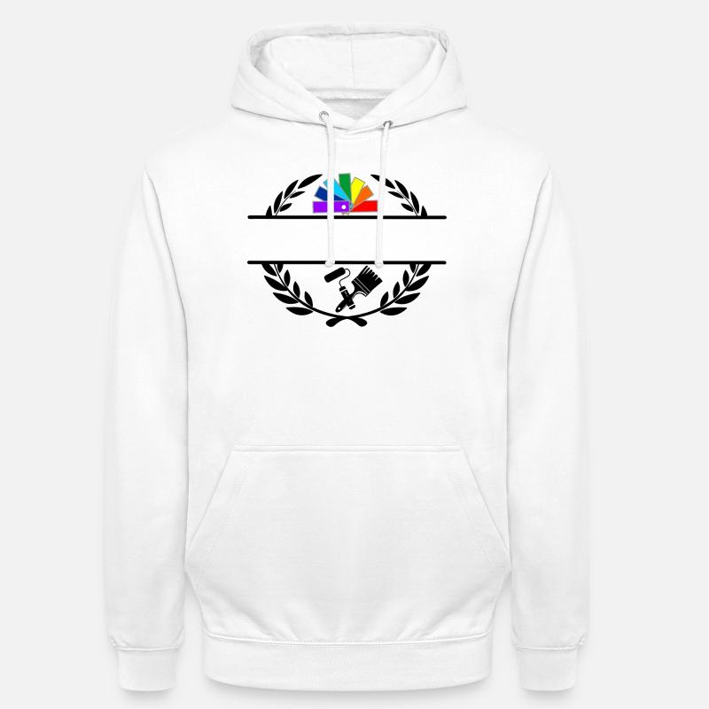 Farbfächerdeck in Lorbeerkranz mit Pinselroller - Unisex Hoodie - Weiß