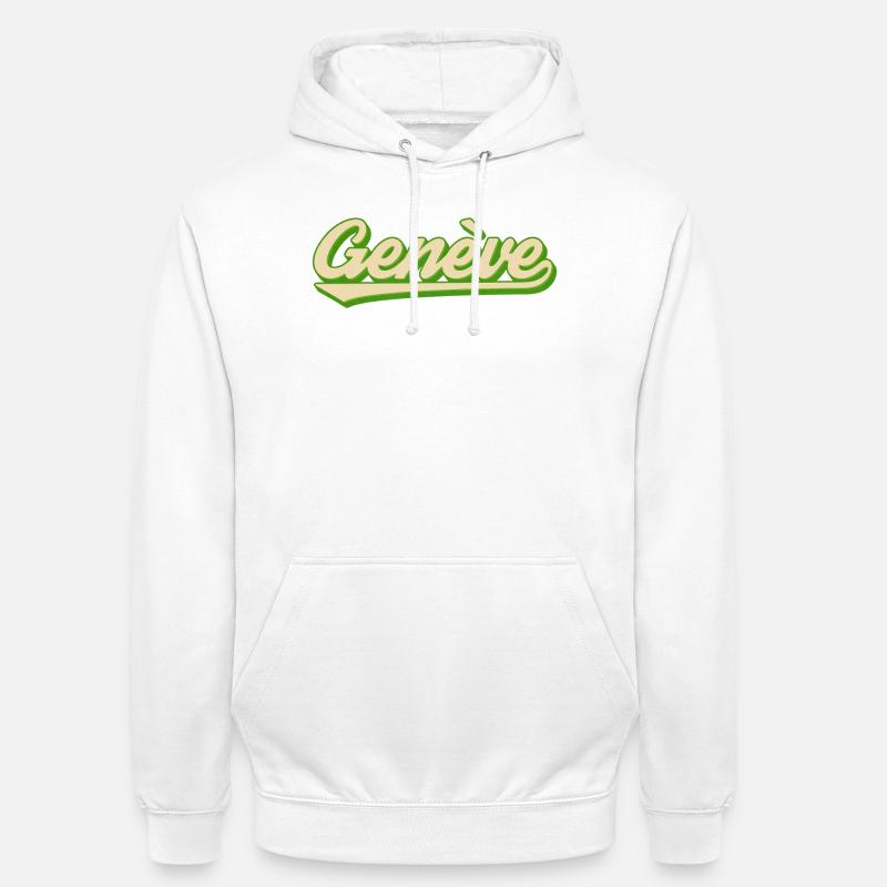 Genève Retro Script Lime - Sweat-shirt à capuche unisexe - blanc