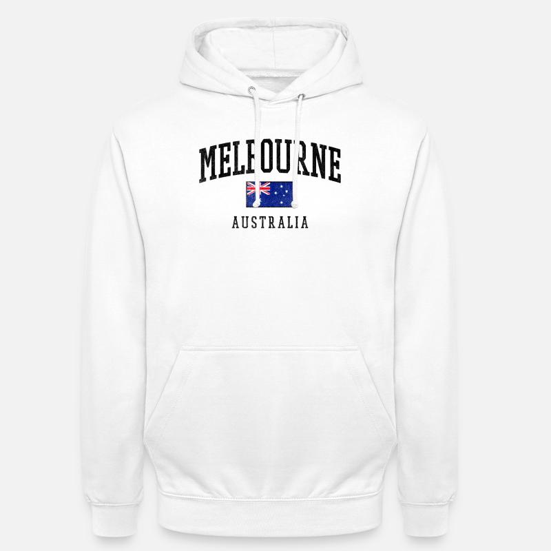 Melbourne, Australie, Conception du drapeau - Sweat-shirt à capuche unisexe - blanc