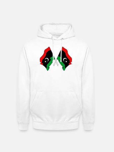 Deux drapeaux Libye - Sweat-shirt à capuche unisexe - blanc