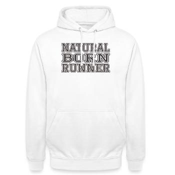 Natural Born Runner - Unisex Hoodie - white - Front - AI Model Male 185 dark (185cm) & AI Model Female 172 dark (172cm)