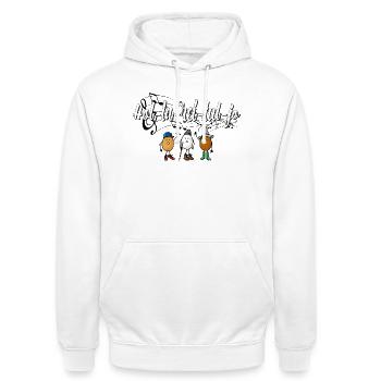 Wandern mit Freunden - Unisex Hoodie - Weiß - Vorne - AI Model Male 185 dark (185cm) & AI Model Female 172 dark (172cm)
