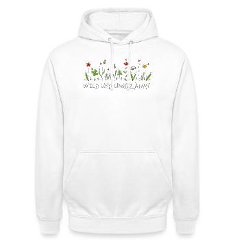 wiesenblume wild und ungezähmt wildblume blume - Unisex Hoodie - Weiß - Vorne - AI Model Male 185 dark (185cm) & AI Model Female 172 dark (172cm)