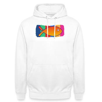 POISSON. SARDINE. POISSON. POISSON D'AVRIL. MER - Sweat-shirt à capuche unisexe - blanc - Devant - AI Model Male 185 dark (185cm) & AI Model Female 172 dark (172cm)
