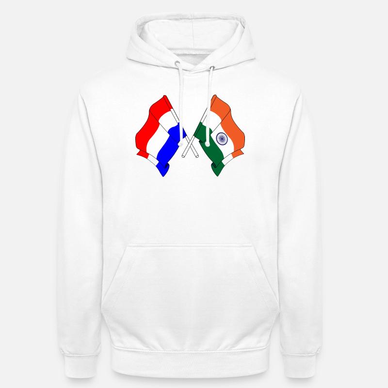 Drapeau des Pays-Bas, drapeau de l’Inde - Sweat-shirt à capuche unisexe - blanc