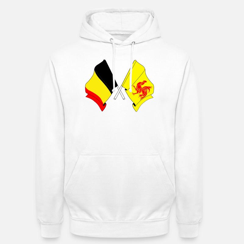 Drapeau de la Belgique, drapeau de la Wallonie - Sweat-shirt à capuche unisexe - blanc