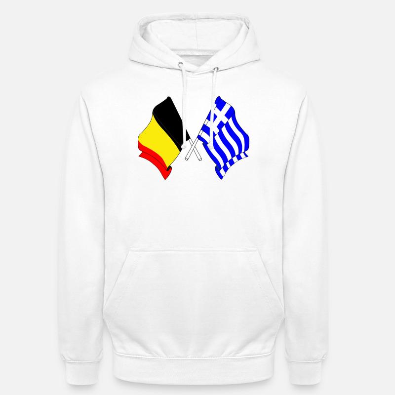 Drapeau Belgique, drapeau Grèce - Sweat-shirt à capuche unisexe - blanc