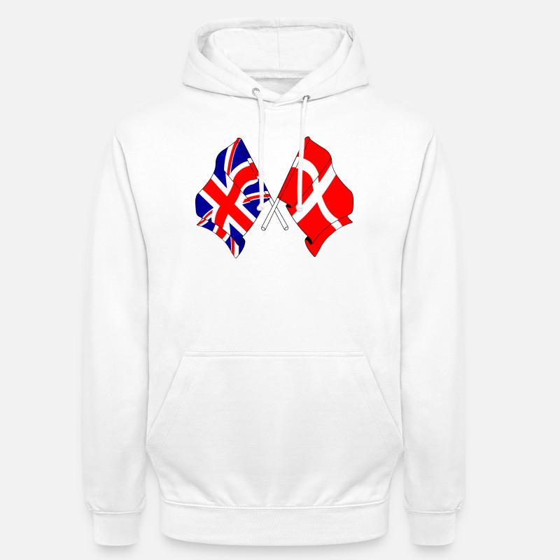 Drapeau de l’Angleterre, drapeau du Danemark - Sweat-shirt à capuche unisexe - blanc