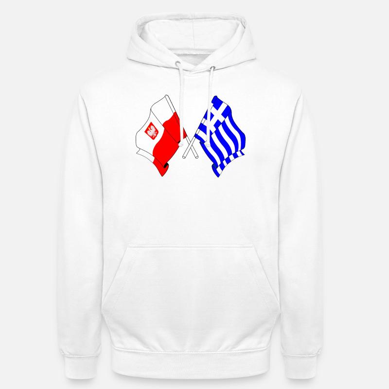 Drapeau Pologne, drapeau Grèce - Sweat-shirt à capuche unisexe - blanc