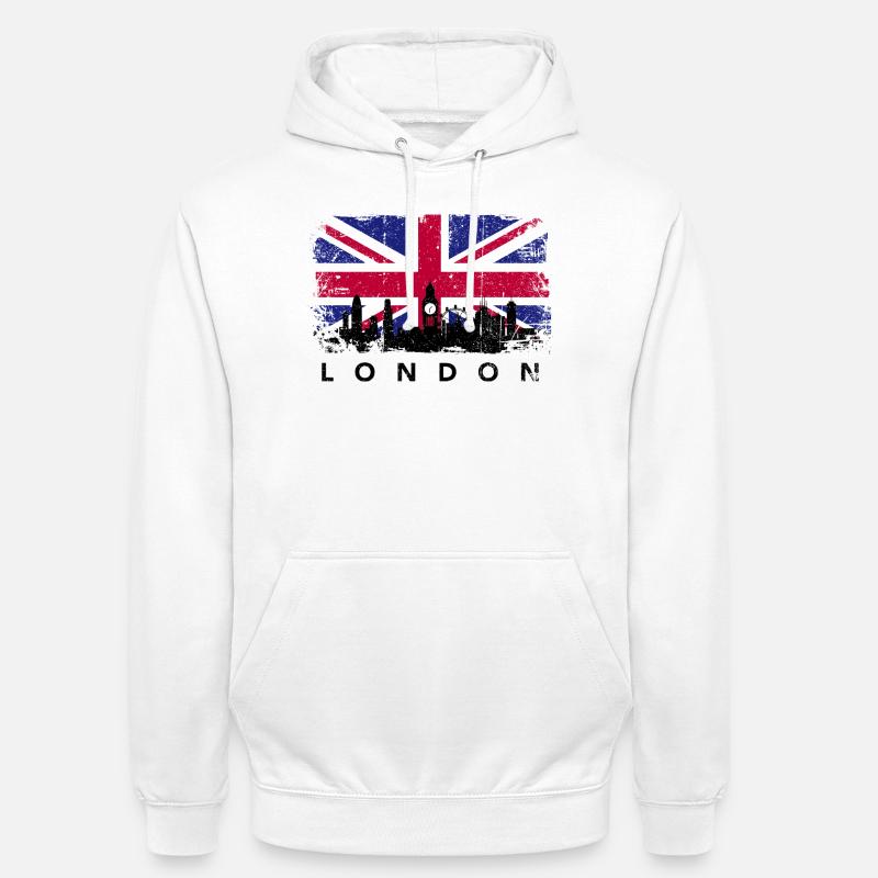 Silhouette de l’Union Jack Skyline - Sweat-shirt à capuche unisexe - blanc