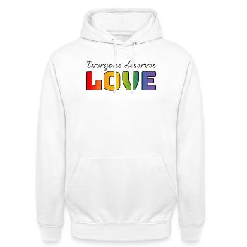 T-shirt LGBT Arc-en-ciel, tout le monde mérite de l’amour - Sweat-shirt à capuche unisexe - blanc - Devant - AI Model Male 185 dark (185cm) & AI Model Female 172 dark (172cm)