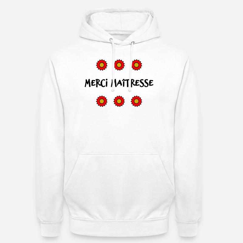 MAÎTRESSE. MAITRE. MERCI. MERCI MAÎTRESSE - Sweat-shirt à capuche unisexe - blanc