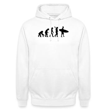 Surfer Funny Human Evolution - Unisex Hoodie - white - Front - AI Model Male 185 dark (185cm) & AI Model Female 172 dark (172cm)