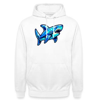Hai - Unisex Hoodie - Weiß - Vorne - AI Model Male 185 dark (185cm) & AI Model Female 172 dark (172cm)