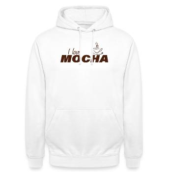 J’ADORE LE MOKA - Sweat-shirt à capuche unisexe - blanc - Devant - AI Model Male 185 dark (185cm) & AI Model Female 172 dark (172cm)