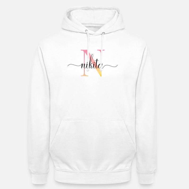 N | Monogramme | Nom | Nikita |Aquarelle - Sweat-shirt à capuche unisexe - blanc