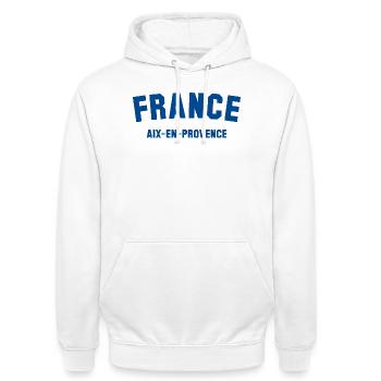AIX-EN-PROVENCE FRANCE - Unisex Hoodie - Weiß - Vorne - AI Model Male 185 dark (185cm) & AI Model Female 172 dark (172cm)
