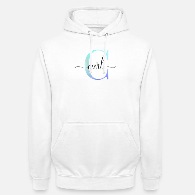 C| Monogramme | Nom | Carl | Aquarelle - Sweat-shirt à capuche unisexe - blanc
