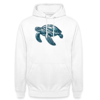 Wasserschildkröte - Unisex Hoodie - Weiß - Vorne - AI Model Male 185 dark (185cm) & AI Model Female 172 dark (172cm)